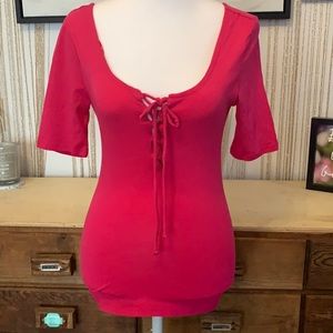 Ambience tie front tee medium pink